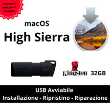 Chiavetta USB Kingston macOS High Sierra Installazione, Ripristino+Copri webcam