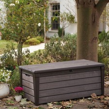 Baule da giardino in resina Brushwood effetto legno box Keter porta attrezzi