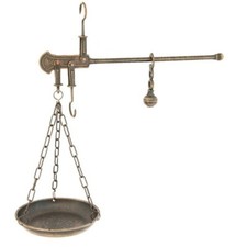 Bilancia stadera strumento di calcolo in ottone brunito seconda misura riproduzi