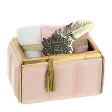 Hervit art.28767 contenitore rettangolare ceramica rosa/oro 16x11x8cm