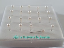 Piercing naso nasini perla bianca punto luce asta pieghevole argento orecchino