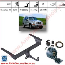 Gancio traino fisso pour JEEP Cherokee KJ 01-07 + kit elettrico 7-poli