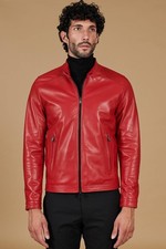 Giacca in Pelle Uomo Rossa