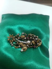 Spilla 8kt Con Perle Smeraldo
