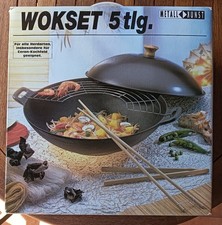 Set wok in ghisa 36cm base piatta 5 pezzi