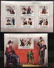 Charlie Chaplin - Attore britannico americano fumetto su francobolli MNH** - G107