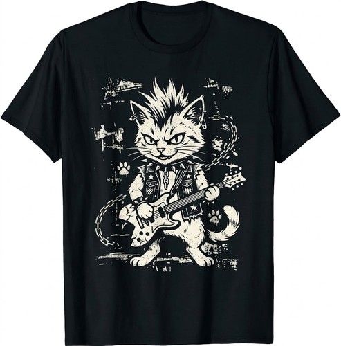 Shirt gatto punk rock - t-shirt,