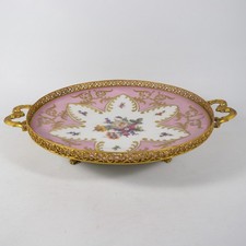 CENTROTAVOLA FRUTTIERA PORCELLANA DI LIMOGES VIEUX AK VERSAILLES BRONZO DORATO