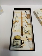 penna  con 5 pennini da Calligrafia con fusto bianco spruzzato + calamaio ink bk