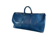 Borsone da viaggio vintage Louis Vuitton Epi blu Keepall made in France logo 50