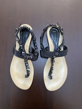 SANDALI GIOIELLO BASSI IN TESSUTO NERO E PIETRE MIS 39