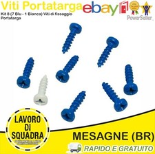 KIT 8 VITI PER FISSAGGIO INSTALLAZIONE TARGA ACCESSORI AUTO 7 BLU E 1 BIANCO
