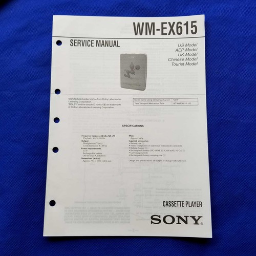 Sony ex615 manuale di - wm-ex615,