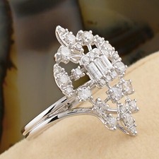 14k Oro Bianco Anello Diamante