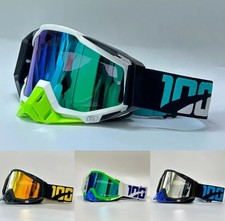 MASCHERINA OCCHIALI DA CROSS ENDURO DH MTB LENTE SPECCHIATA ORO ARGENTO BLU MOTO