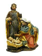 Natività Cm 4x6x8h - Trittico Sacra Famiglia Pastori per Presepe Idea Regalo