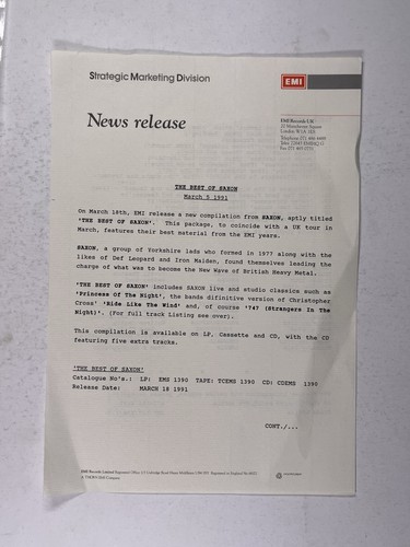 Saxon press release - 'the, best