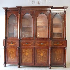 Credenza antica mobile libreria grande vetrina d'epoca stile 800 inglese intarsi