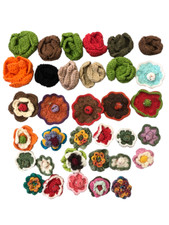 LOTTO 34 FIORI ALL'UNCINETTO BIGIOTTERIA ACCESSORI MODA ABBIGLIAMENTO CM 4-7