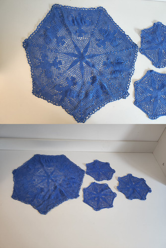 Set centrini blu - blu, fatti