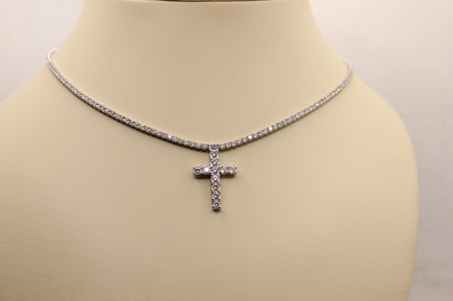 Collana tennis croce - mm, 2