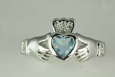 Aquamarine Heart CZ Sterling