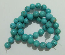 47pz/filo perline pietre in howlite naturale 8mm colore turchese bijoux