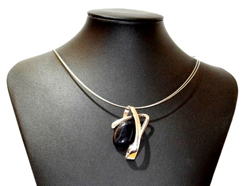 Necklace cats eye black - necklace,