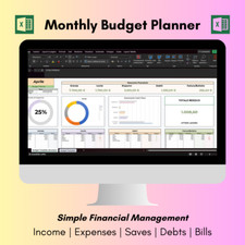 Monthly Budget Planner Template | Excel Spreadsheet | Track Income & Expenses