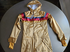 Tuta da sci Aviator Nation retrò dorata; taglia = XS; fantastica + elegante; made in USA!