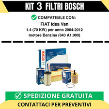 KIT BOSCH 3 Filtri tagliando per FIAT Idea Van 1.4 70 kw Benzina 2004-2012