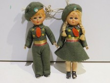 COPPIA BAMBOLE MILITARI IN DIVISA DA GUARDIA DI FINANZA panno lenci bamboline da