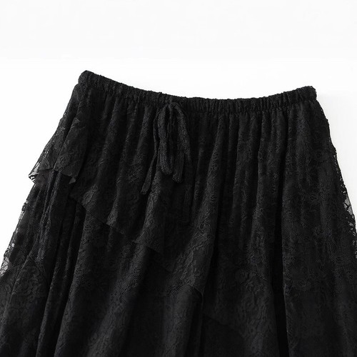 Bianco nero pizzo gonna - bianco, molla