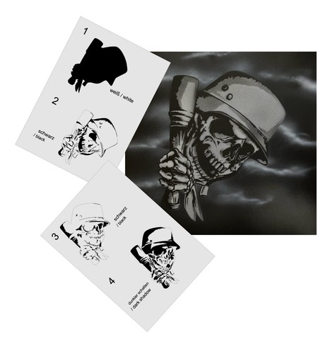 346 skull stencil - stencil, acrilico