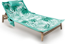 Telo Mare Da Lettino Con Cuscino Modello Comodo Summer Disegno Leaves