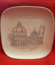 ceramica verbano laveno anni 50 piattino serie città italiane Pisa 13x13 cm