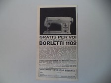 advertising Pubblicità 1962 MACCHINA PER CUCIRE BORLETTI 1102