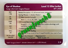 ►EYE OF SHADOW ►2/4 BEHOLDER SET DA COLLEZIONE 2010 DDM ►D&D MINIATURES STATS CARD