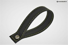 MANIGLIA BAULE IN PELLE NERA RICAMO GIALLO 500 ABARTH / MITO