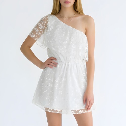 Mini abito tulle floreale - mini, in