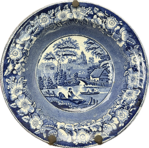 Piatto ceramica blu bianco - piatto,