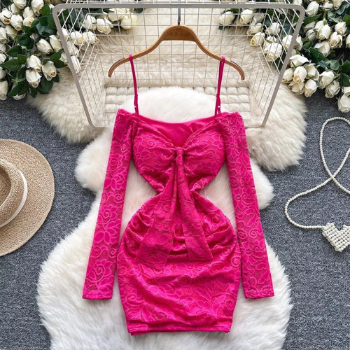 Vestito donna fucsia pizzo - donna, in