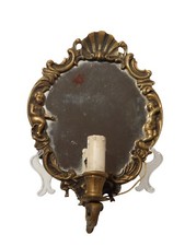 ANTICA APPLIQUE CON PREGEVOLE CORNICE STILE BAROCCO OTTONE O BRONZO E SPECCHIO