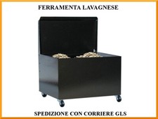 Cassettone portapellet in acciaio con coperchio e ruote cm 50 x 43 x 57 h