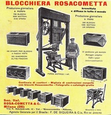 PUBBL- 1925 BLOCCHERIA ROSACOMETTA MILANO CANTIERI COSTRUZIONE MATTONI EDILIZIA
