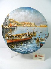 Tamburello Napoletano Dipinto a Mano Cm 14 Pescatori Napoli