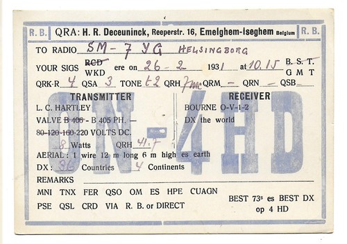 Qsl radio on4hd emelghem - qsl,
