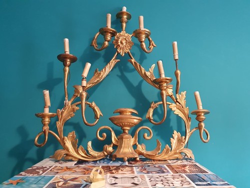 Coppia applique foglia oro - applique,