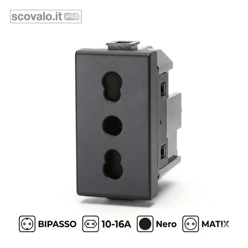 Presa bipasso 16a 250v - presa,