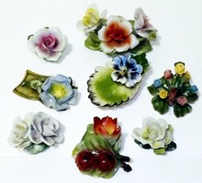 collezione vintage fiori ceramica di Capodimonte - 8 pezzi